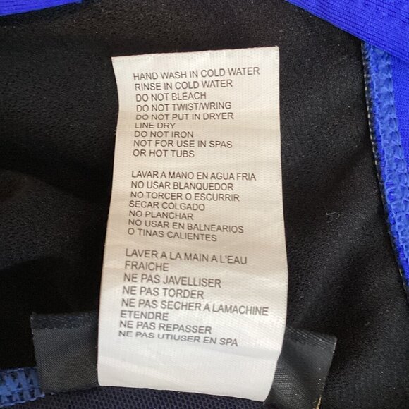 VTG Roxanne 70's Solid Bra Sarong 1-Piece Swimsuit/skirt Sz 12/36D Blue #316B - Picture 8 of 8